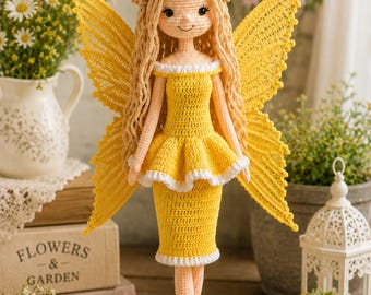Patrón de muñeca de ganchillo Hada de las Flores en PDF – Tutorial de Amigurumi (Descarga digital)