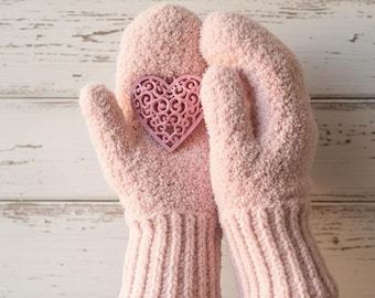 Patrón de mitones de crochet (PDF) / Guantes de lana de pelo esponjoso, videotutorial (adulto M-L)