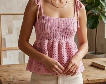 Crochet Pattern Top and Dress | Crochet Babydoll Summer Top Pattern | Beginner Crochet Dress pdf with Video Guide | Summer Digital Patterns