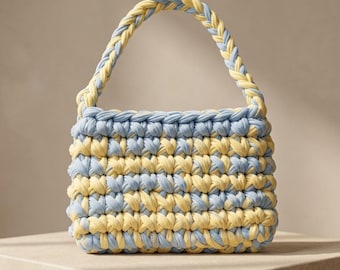 Crochet Handbag Bag Pattern | T-Shirt Yarn Tote PDF | Beginner Crochet Purse + Video Tutorial | Chunky Summer Handbag | Crochet Bag Pattern
