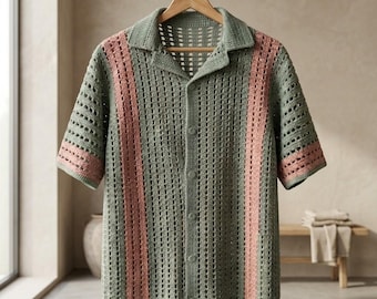 Unisex Crochet Shirt Pattern | Classic Coastal Summer Top PDF | Crochet Button Down Shirt Pattern with Video | Crochet Polo Shirt Pattern