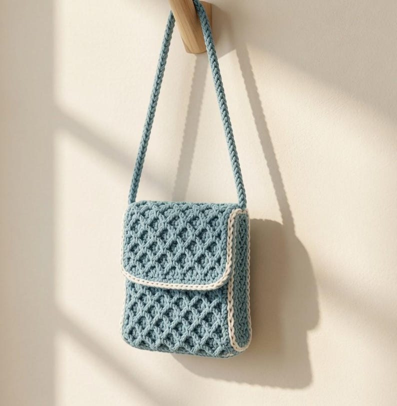 Crochet Phone Bag Pattern | Crochet Phone Holder Pattern with Video | Crochet Crossbody Phone Purse PDF | Crochet Mini Bag Pattern image 7