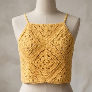 Granny Square Crochet Top Pattern | Ocre Crochet Blouse Pattern | Boho Crop Top PDF + Video Tutorial | Crochet Summer Top Pattern