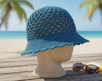 Crochet Sun Hat Pattern, Easy Bucket Hat PDF, Beginner Beach Wear (Digital Download)