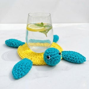 Crochet Turtle Coaster Pattern | Beginner Amigurumi Sea Turtle Mug Rug Tutorial (PDF)