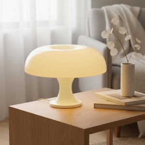 Lámpara de mesa con diseño de hongo para sala de estar | Iluminación retro danesa en tonos pastel para dormitorio | Lámpara de escritorio con luz difusa única para decorar