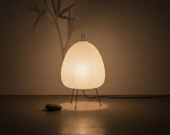 Organic Washi Paper Lamp | Modern Tripod Table Light for | Japanese Style Accent Decor