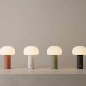Svampbordslampa, sladdlös uppladdningsbar LED-lampa, sänglampa i modern stil för mitten av århundradet, dimbar nattlampa i 3 färger, minimalistisk heminredning