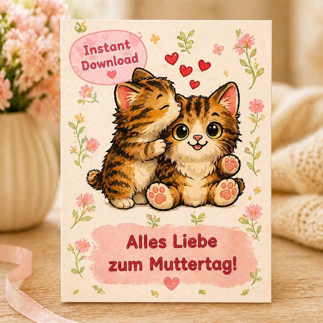 Funny Cat Mother's Day Card Printable | Gift for Cat Mom | Cute Kitten ...