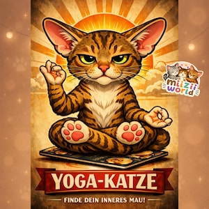 Funny Yoga Cat Poster, Meditation Cat Wall Art, Zen Kitten Print, Yoga Lover Gift, Cute Cat Decor Cozy Cat | Digital Download