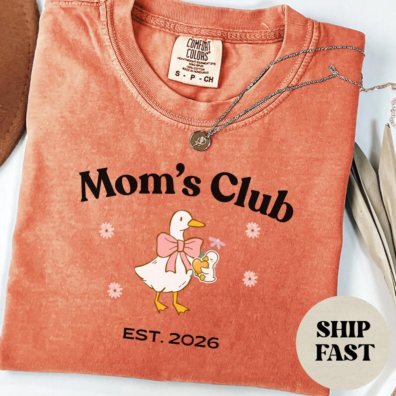 Comfort Colors Mama Duck Shirt, Cute Mom Shirt, Motherhood Tee, New Mom Gift, Baby Shower Gift, Aesthetic Mom Shirt, Comfort Colors T-Shirt Yam