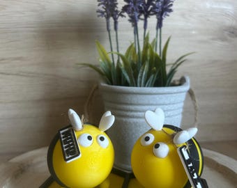 Hummel zout- en peperstel met honingraatvormig dienblad – Kruidenstrooierset – Keukencadeau – Handgemaakt met 3D-printtechnologie