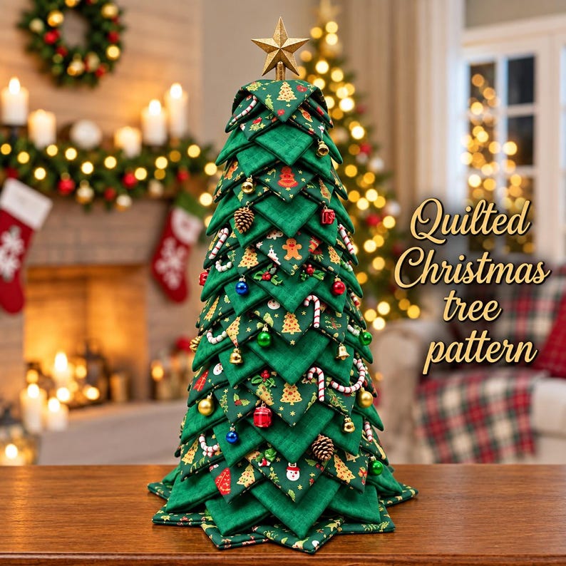 Quilted Fabric Christmas Tree PDF Sewing Pattern – Tabletop Holiday ...