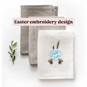 Happy Easter Bunny-borduurontwerp, Bunny Ears-appliquébestand (directe download)