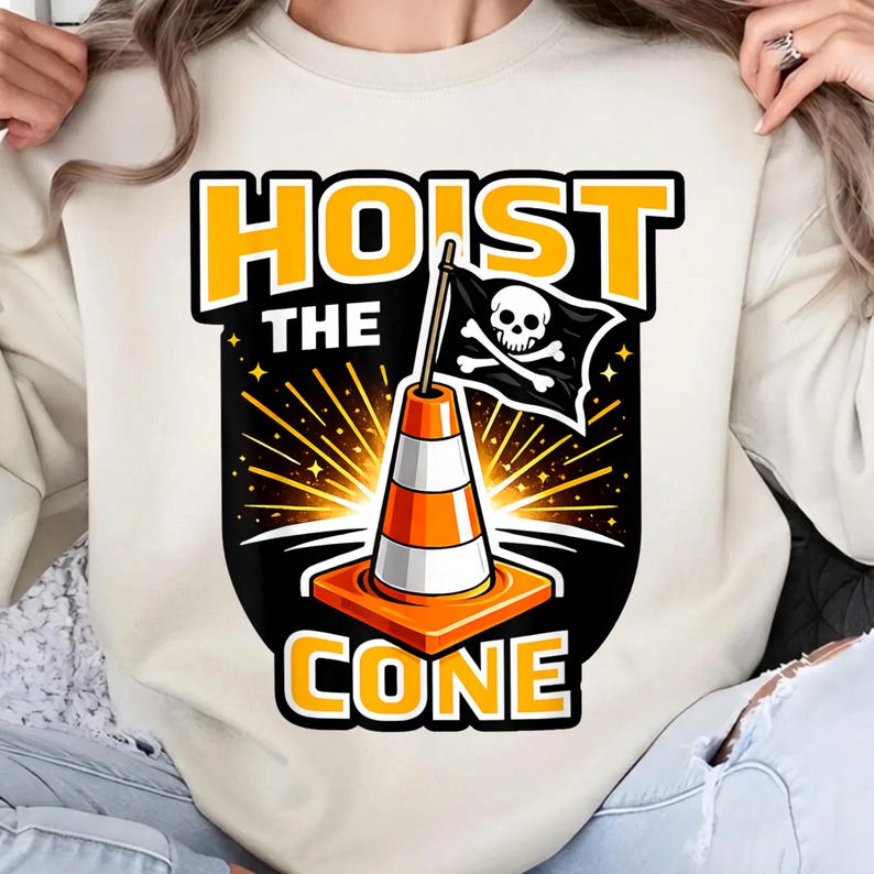 Hoist The Cone Png, Funny Pirate Meme Png, Traffic Cone Shirt Design Png, Sports Fan Meme Png, Viral Funny Graphic Png image 4