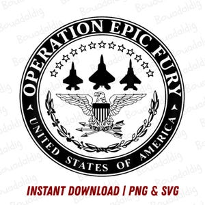 Operation Epic Fury Seal PNG, Patriotic Military Emblem Design, Tactical American Pride Graphic Digital Download