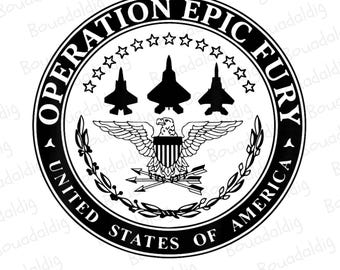 Operation Epic Fury Seal PNG, Patriotic Military Emblem Design, Tactical American Pride Graphic Digital Download