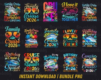 Family Cruise Shirts PNG Bundle 2026 Matching Vacation Trip Funny ...
