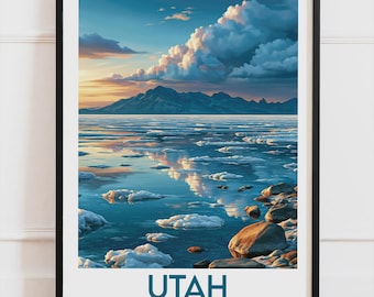 Utah USA-affisch, Salt Lake-landskapsaffisch, väggdekoration med amerikansk natur