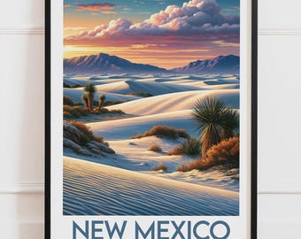 New Mexico USA-poster, White Sands-poster, väggdekoration med amerikansk öken