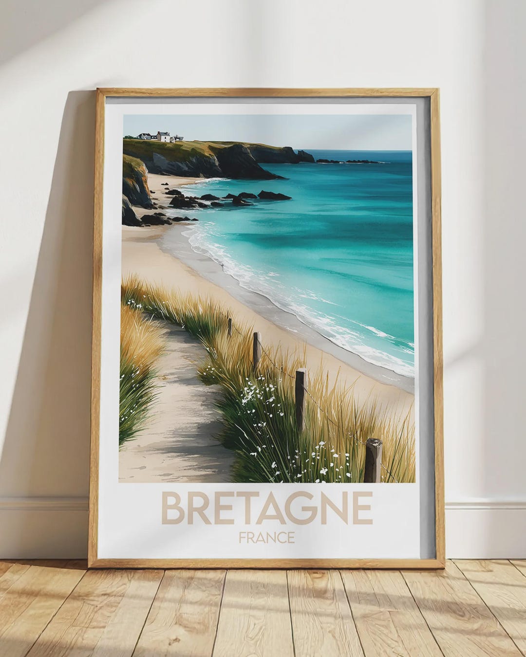 Brittany Wild Beach France Print | Sand Dunes Grass Cliffs
