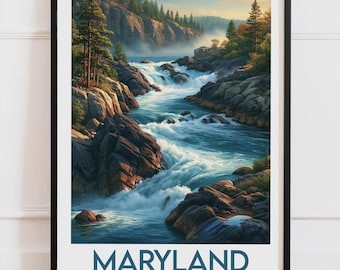 Maryland USA Poster, Flod och vattenfall Poster, Väggdekoration för amerikansk natur