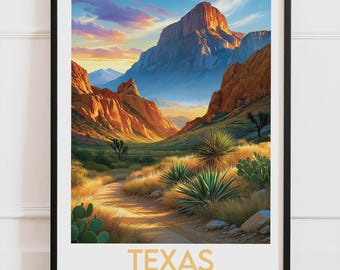 Texas USA-poster, öken- och bergposter, amerikanskt landskapsväggdekor