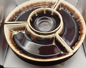 Vintage 5 Pc Pfaltzgraff 14" Lazy Susan Set #130 - Gourmet Brown USA Drip Glaze