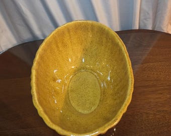Vintage Haeger Speckled Planter Oval Bowl 4020 Yellow Mid-Century Pottery