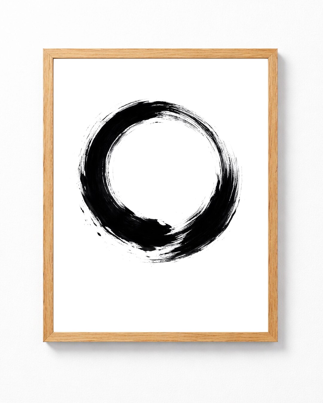 Zen Circle Wall Art, Enso Ink Print, Japanese Brush Art, Bold Black ...