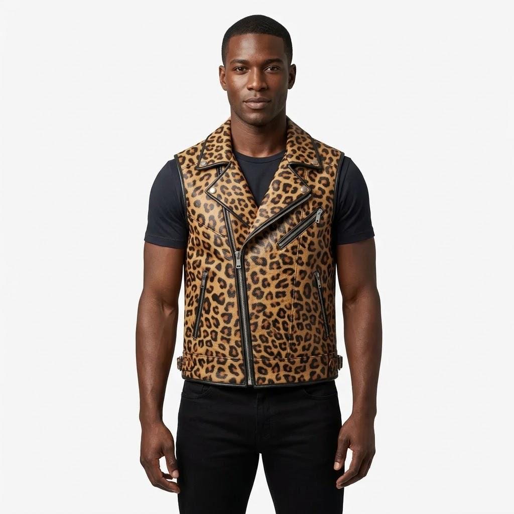 50s 60s leopard far vest レオパード　kodiak Mens Leopard Vest - Etsy