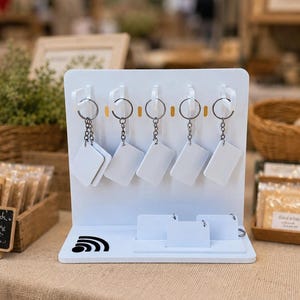 Countertop Stand For Keychains | 3MF Digital Download | 9 Arms 126+ Keychains | Display Stand 3D Print Model | With NFC or QR Code For Info image 4