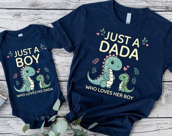 Matching Dada and Baby Dinosaur Shirts, Daddy and Me Matching Shirts, Just A Dada Just A Boy Tee, Cute Dino Family Shirts, Father Son Gift