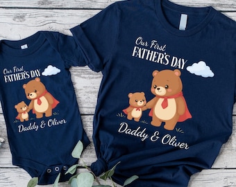 First Father's Day Matching Bear Shirt & Baby Vest, Fathers day 2026 Shirt, Dad Son Shirt 2026,Best Dad Ever Shirt, Dad Daughter Shirt