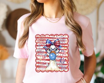 Patriotic Goose Shirt, Fourth Of July Goose Tee, American Flag Goose Shirt, USA Fireworks Shirt, Cute Patriotic Animal Tee