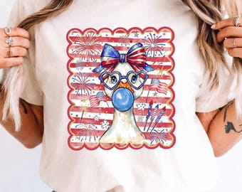 Comfort Colors Patriotic Goose Shirt, Fourth Of July Goose Tee, American Flag Goose Shirt, USA Fireworks Shirt, Cute Patriotic Animal Tee