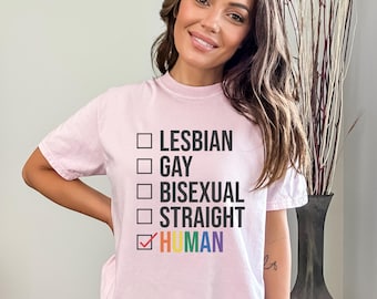 Comfort Colors Human Pride Shirt, LGBTQ Pride Tee, Rainbow Human Shirt, Equality Shirt, Pride Month Tee, LGBT Support Shirt,Unisex Pride Tee