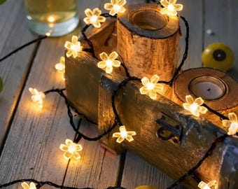 Solar Blossom Fairy Lights, Romantische Sakura Garden Lichtslingers, Outdoor Bruiloft Patio Decor