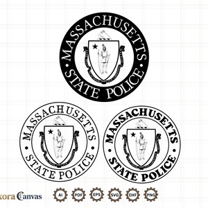 Paquete de archivos SVG de la Policía Estatal de Massachusetts, SVG de la insignia de la Policía Estatal de Massachusetts, SVG del emblema de la MSP, archivos de corte para Cricut y Silhouette.
