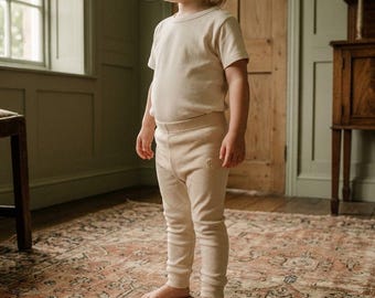 Leggings de algodón egipcio orgánico para niños pequeños (2-4 años) / Alabastro