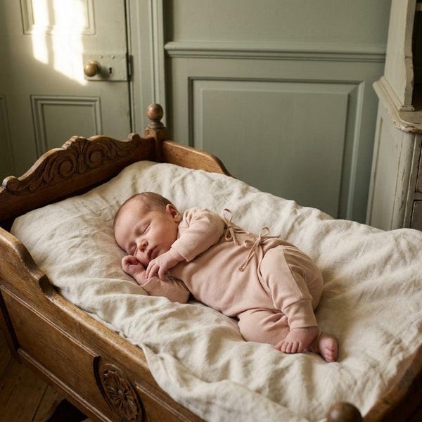 100% Organic Egyptian Cotton Kimono Sleepsuit | Unisex Newborn WrapBabygrow | Luxury Newborn Gift