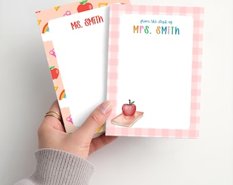 Personalized Teacher Notepad 5x7 | Custom Notepad | Sunflower, Strawberry, Gingham, Daisy Tumbler Designs | Teacher Gift