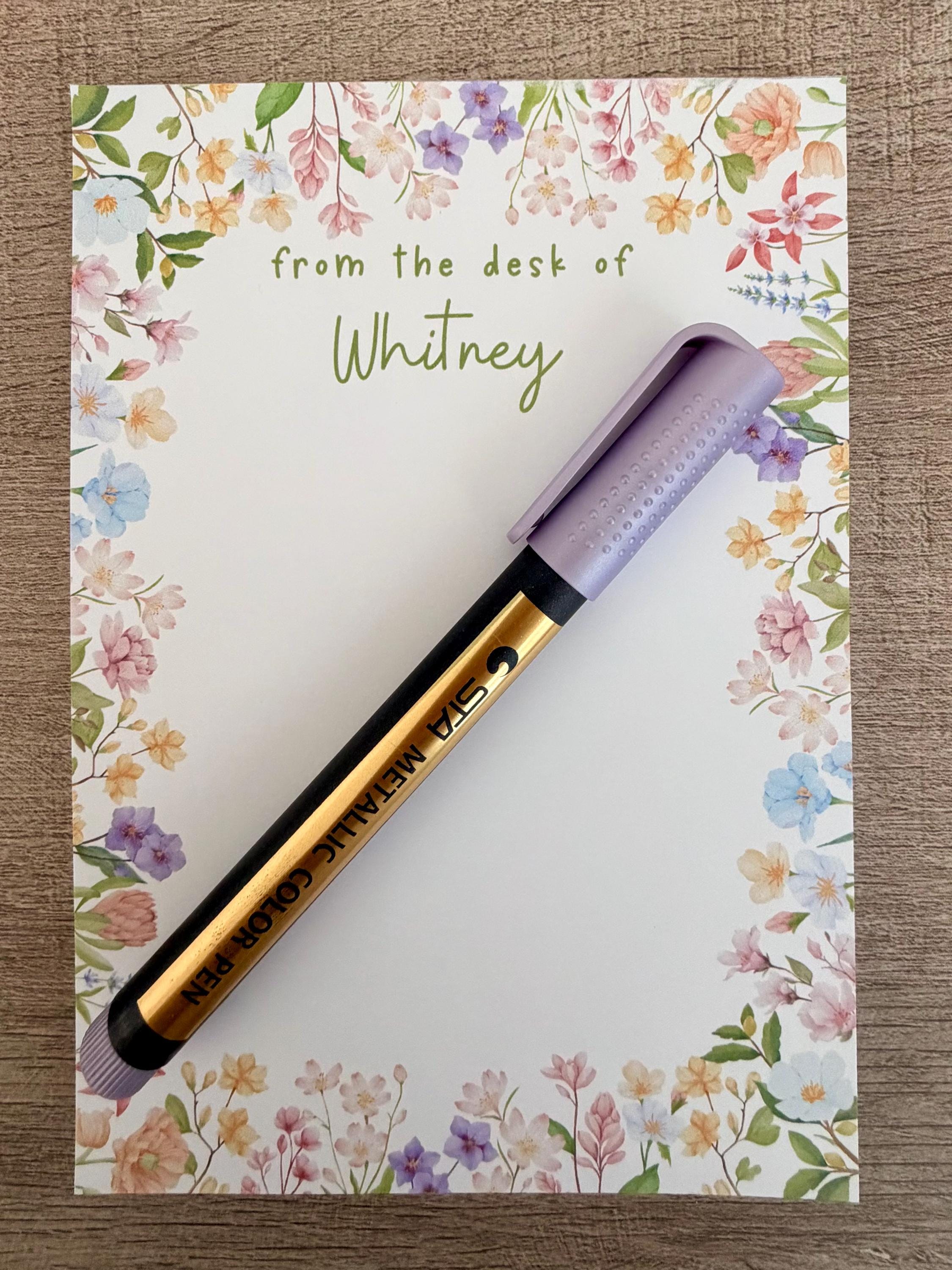 Personalized Floral Watercolor Notepad | Custom Name Desk Pad (5x7) - Etsy