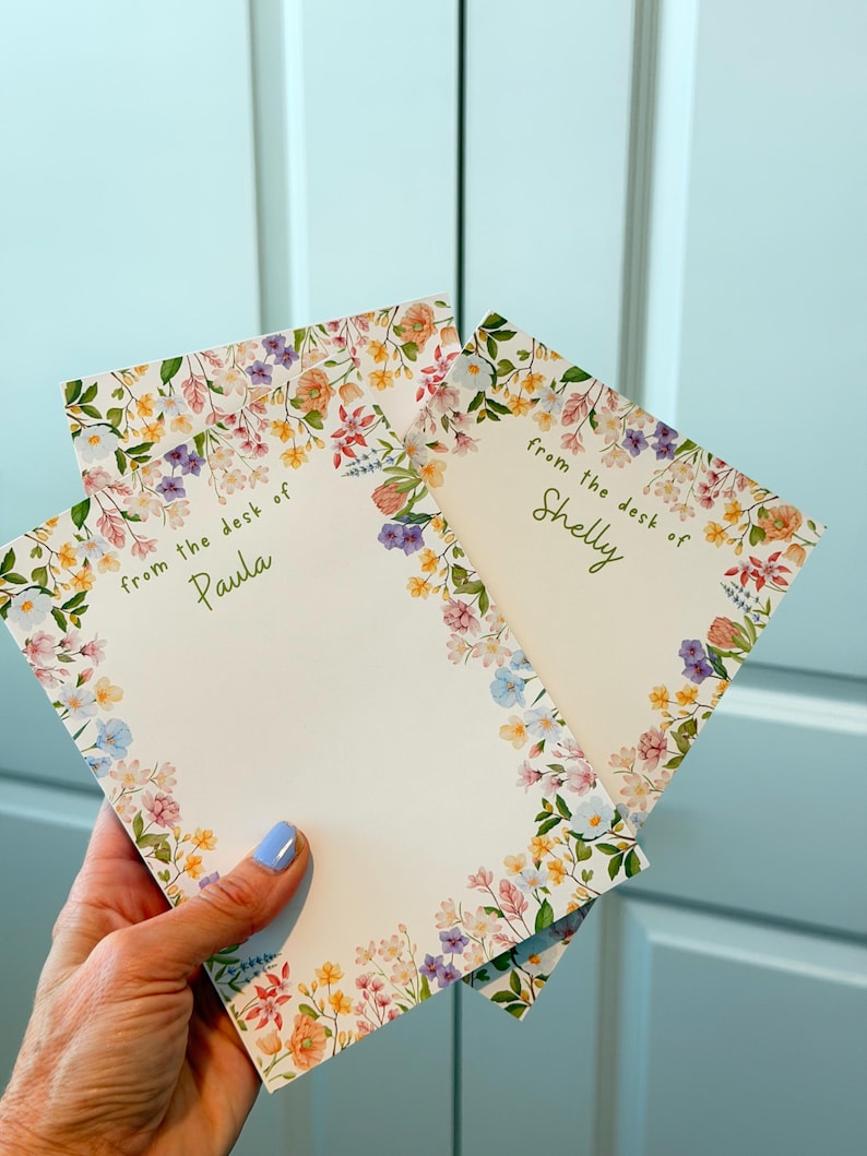 Personalized Floral Watercolor Notepad | Custom Name Desk Pad (5x7) - Etsy
