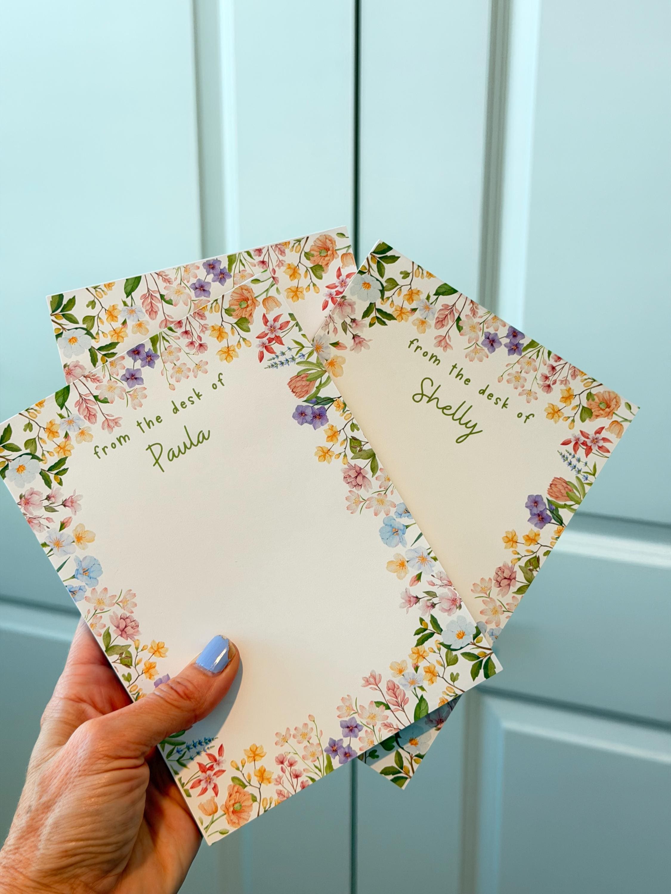 Personalized Floral Watercolor Notepad | Custom Name Desk Pad (5x7) - Etsy