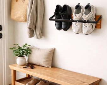 Floating Shoe Storage, Wall Mounted Shoe Organizer, Entryway Shelf, Mudroom Storage, Industrial Home Decor
