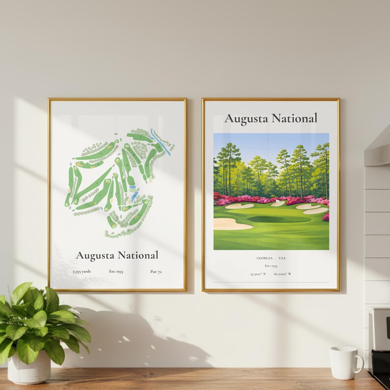 Augusta National Golf Course Map and Landscape Print (digital Download