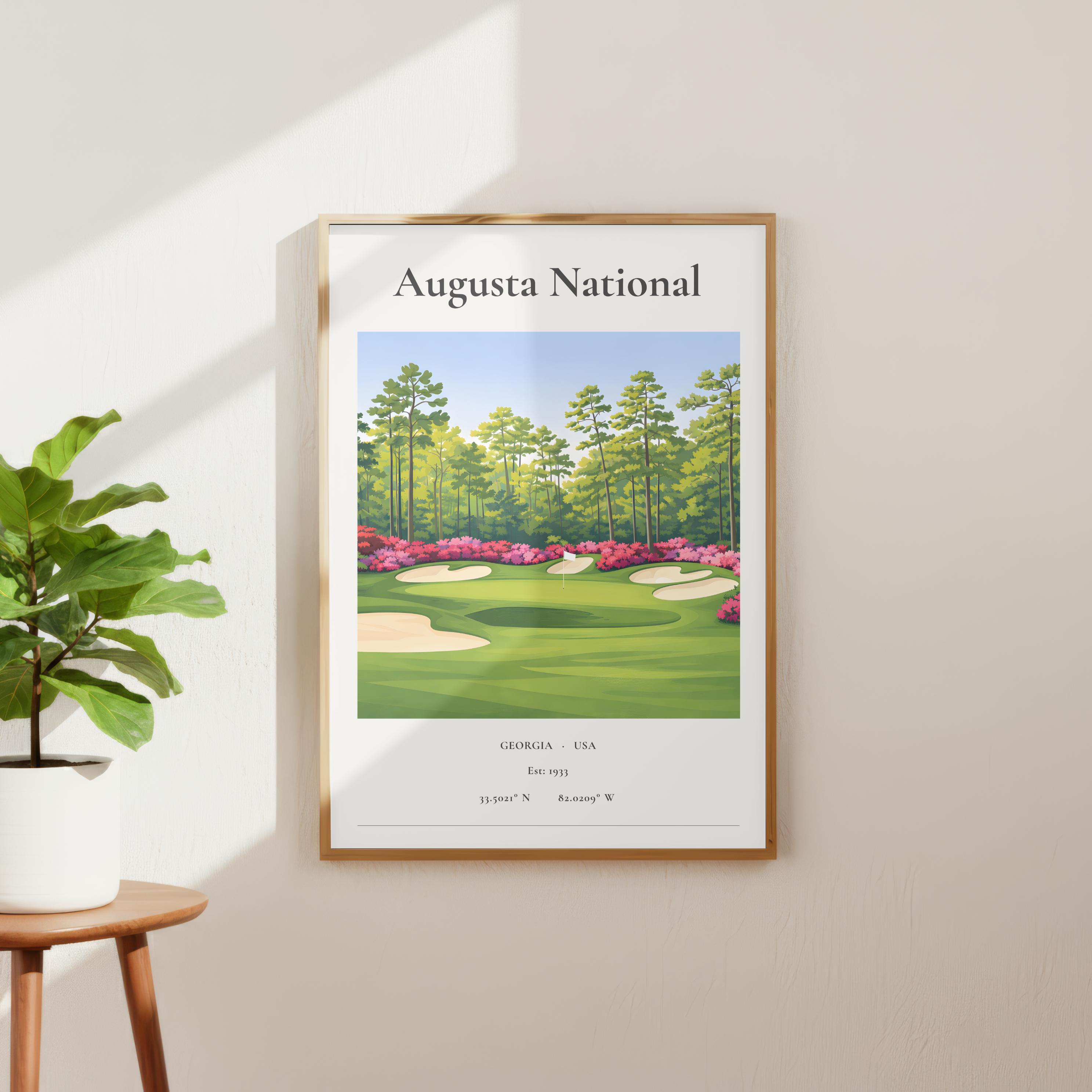 Augusta National Golf Course Map and Landscape Print (digital Download ...