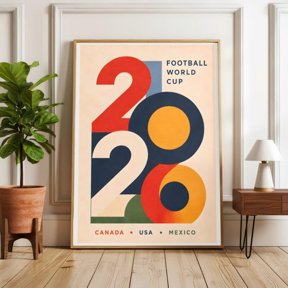 2026 World Cup Poster | Retro Geometric Soccer Art Print (Digital Download)
