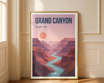 Grand Canyon National Park Print | Minimalist Grand Canyon Poster | Arizona Wall Art | National Park Decor | Hiking Gift